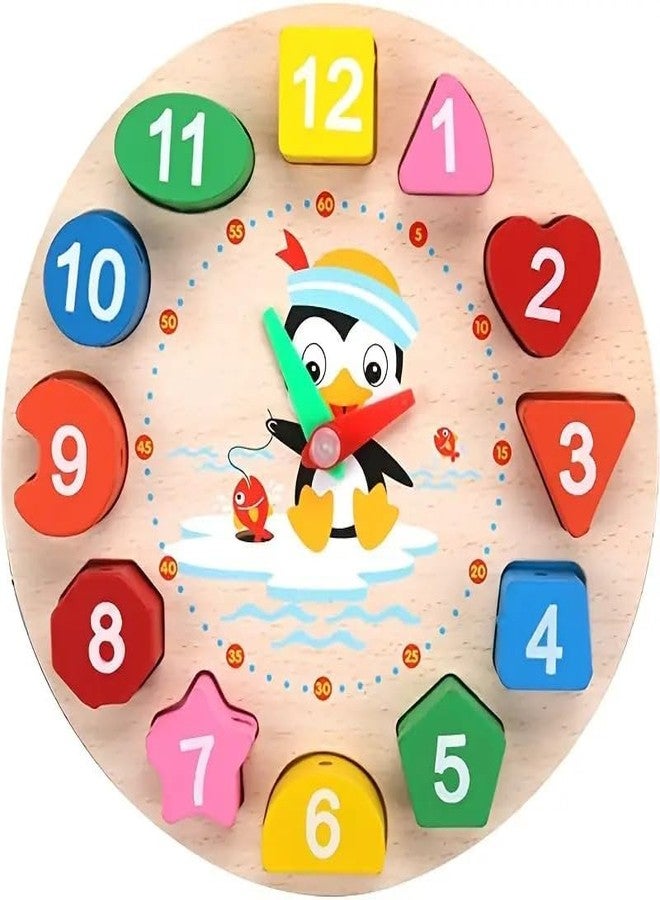 ABUDIT Wooden Learning Clock Sorting Clock - Teaching Time Number Puzzle Educational Teaching Clock Educational Learning Gift for Teaching Time, Numbers Toddler Baby Kids (Pack of 1, Multicolor) - Image 1